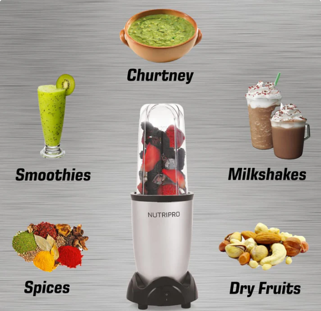 Juicer Mixer Grinder – Smoothie Maker – 500 Watts (2 Jars + Sipper Jar, Silver) | 2 Year Warranty